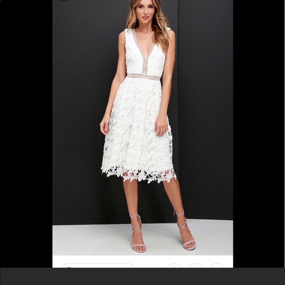 Lulu’s White Lace Midi Dress